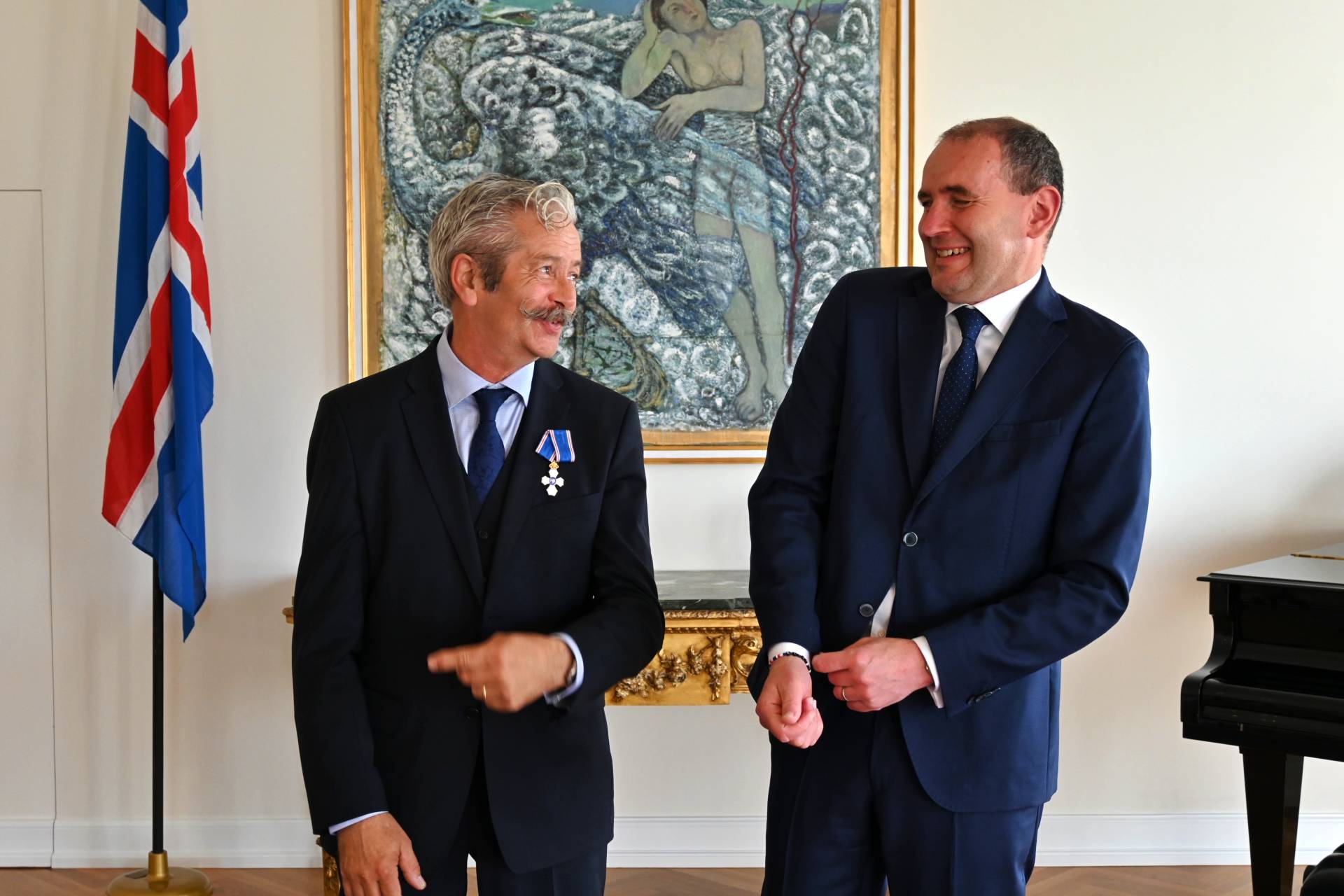 Det ble også noen morsomme ord som gikk mellom Petter Jonny og president Guðni på Bessastaðir 